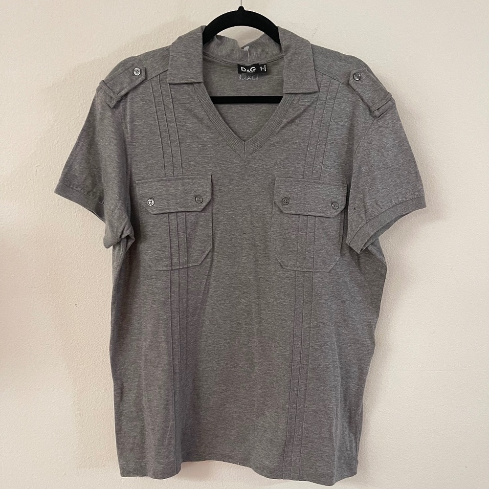 Dolce & Gabbana D&G Collared Grey Cotton Polo Shirt Men's XXL